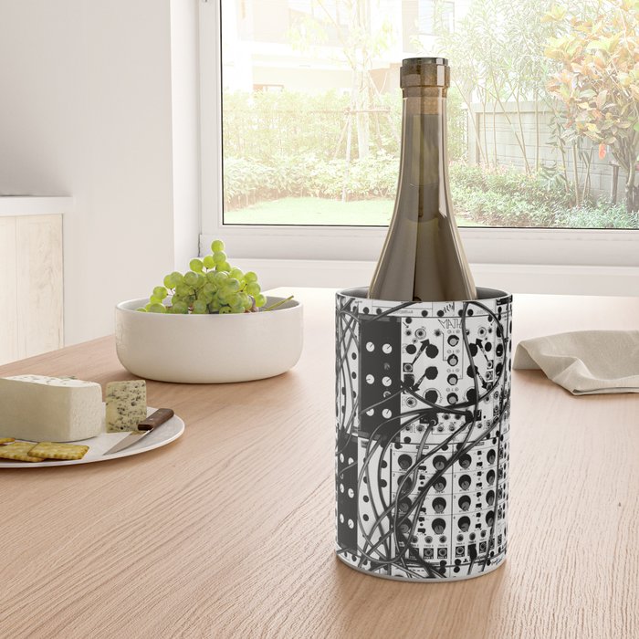 analog synthesizer system - modular black and white Wine Chiller Gallery Image 4