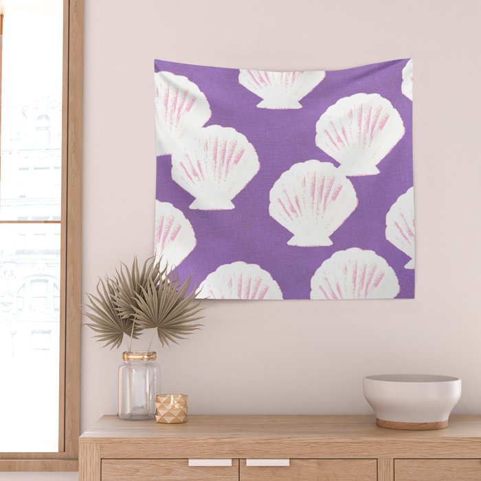 Purple Shells Pattern Wall Tapestry Gallery Image 2