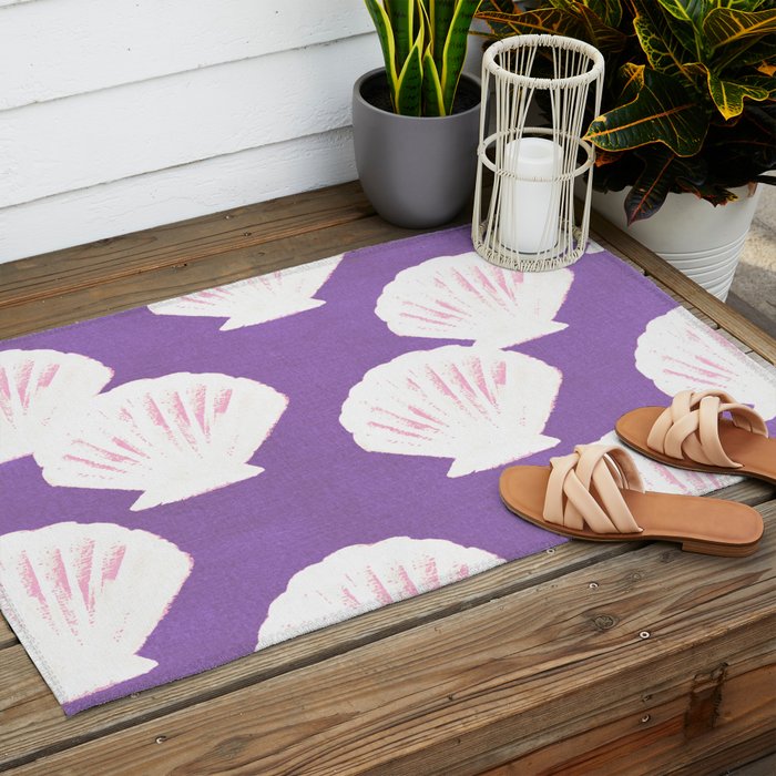 Purple Shells Pattern Outdoor Rug Gallery Image 2