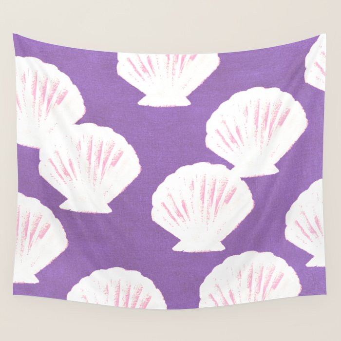Purple Shells Pattern Wall Tapestry Gallery Image 1