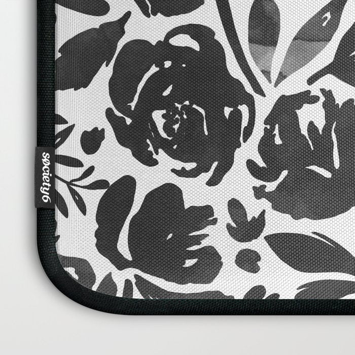 Simple black and white flower garden Laptop Sleeve Gallery Image 3