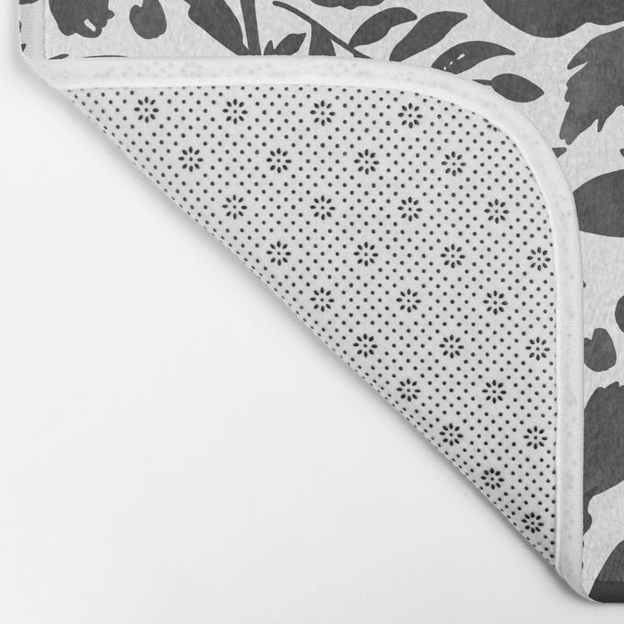 Simple black and white flower garden Bath Mat Gallery Image 2