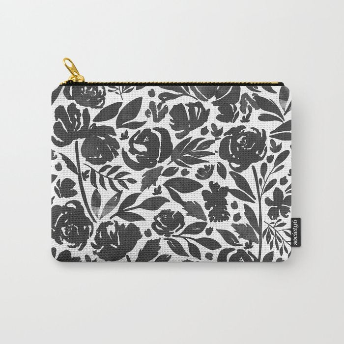 Simple black and white flower garden Carry All Pouch Gallery Image 1