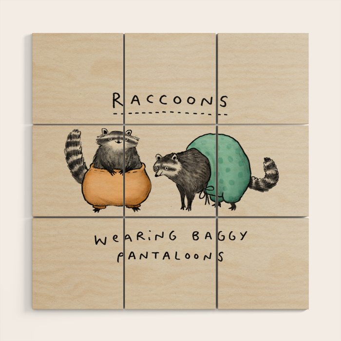 Raccoons Wearing Baggy Pantaloons Wood Wall Art Gallery Image 1