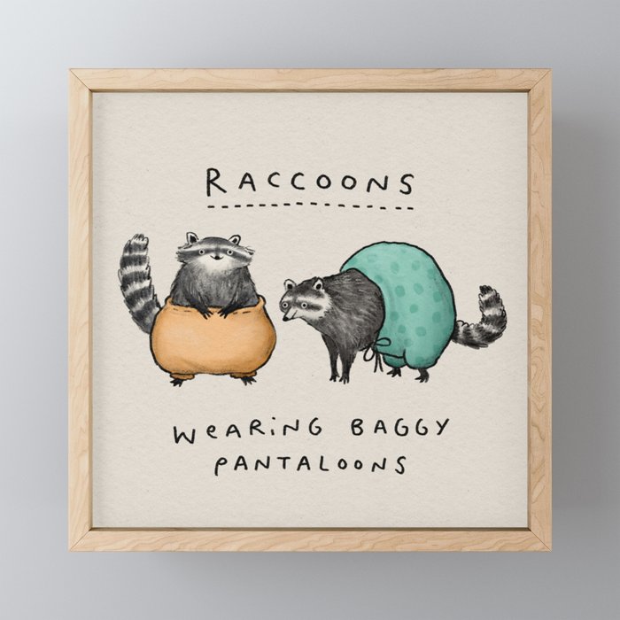 Raccoons Wearing Baggy Pantaloons Mini Art Print Gallery Image 1