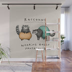 Raccoons Wearing Baggy Pantaloons Wall Mural Gallery Image 1