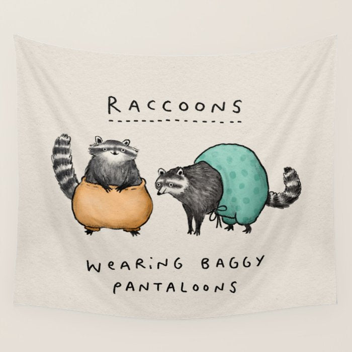 Raccoons Wearing Baggy Pantaloons Wall Tapestry Gallery Image 4