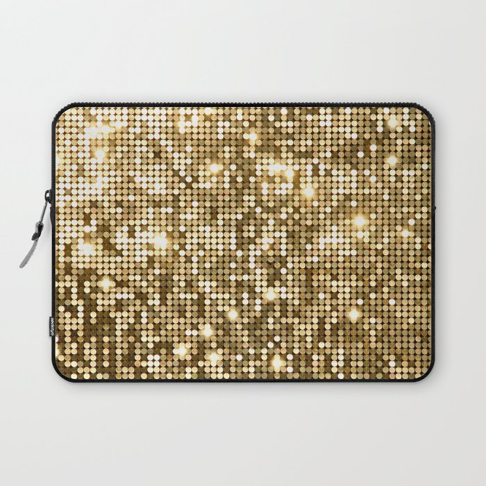 Golden Metallic Glitter Sequins Laptop Sleeve Gallery Image 1