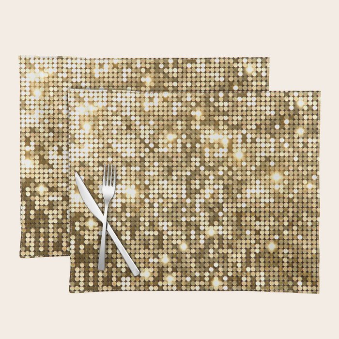 Golden Metallic Glitter Sequins Placemat Gallery Image 1