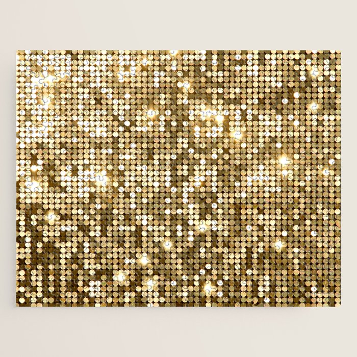 Golden Metallic Glitter Sequins Jigsaw Puzzle Gallery Image 1
