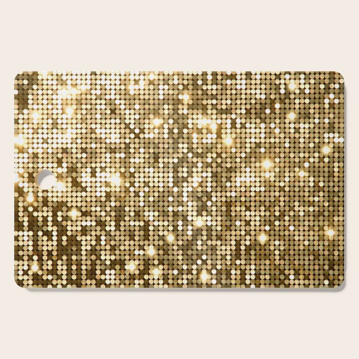 Golden Metallic Glitter Sequins Cutting Board Gallery Image 1