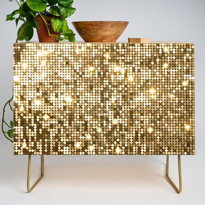 Golden Metallic Glitter Sequins Credenza Gallery Image 1