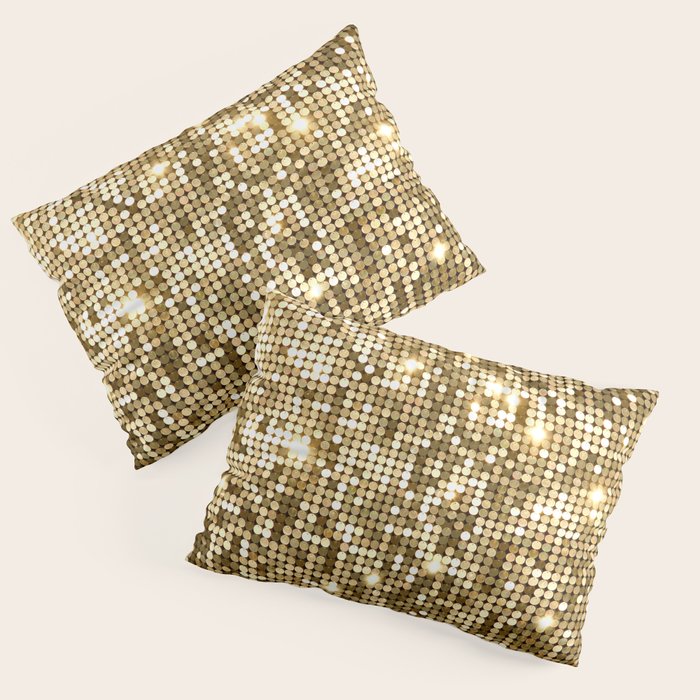 Golden Metallic Glitter Sequins Pillow Sham Gallery Image 3