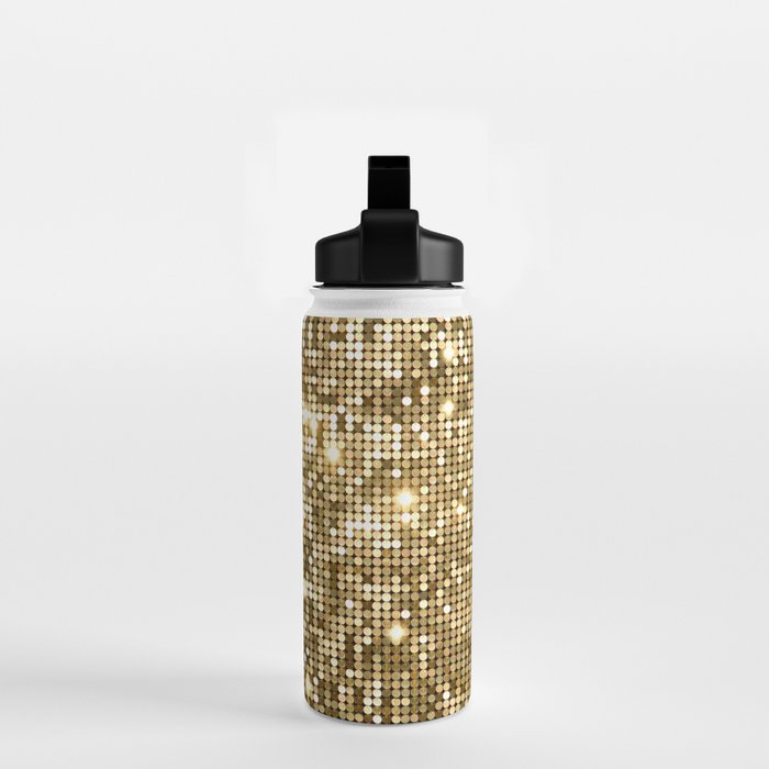 Golden Metallic Glitter Sequins Water Bottle Gallery Image 2