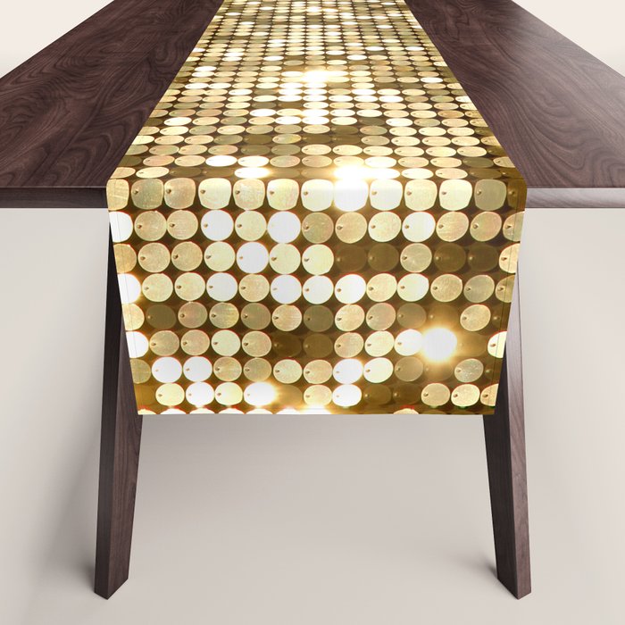 Golden Metallic Glitter Sequins Table Runner Gallery Image 1