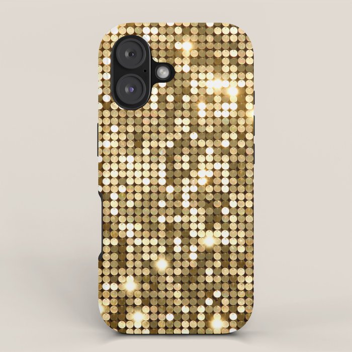 Golden Metallic Glitter Sequins iPhone Case Gallery Image 1