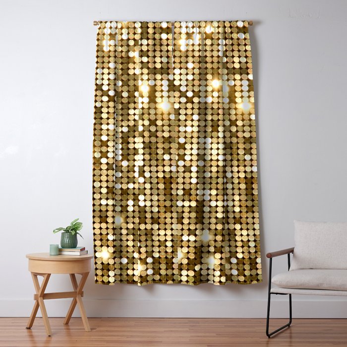 Golden Metallic Glitter Sequins Window Curtain Gallery Image 5