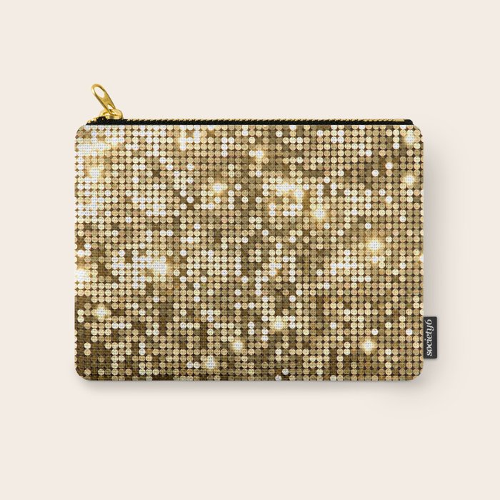 Golden Metallic Glitter Sequins Carry All Pouch Gallery Image 1