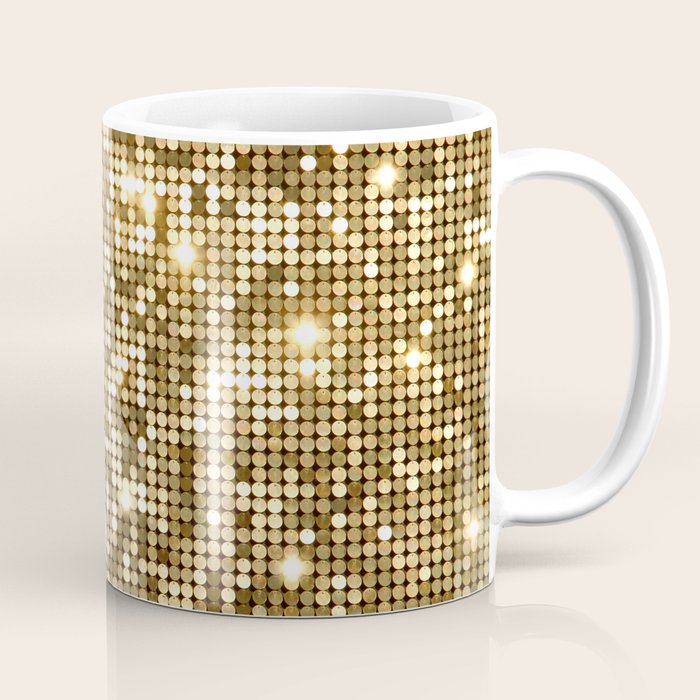 Golden Metallic Glitter Sequins Coffee Mug Gallery Image 1
