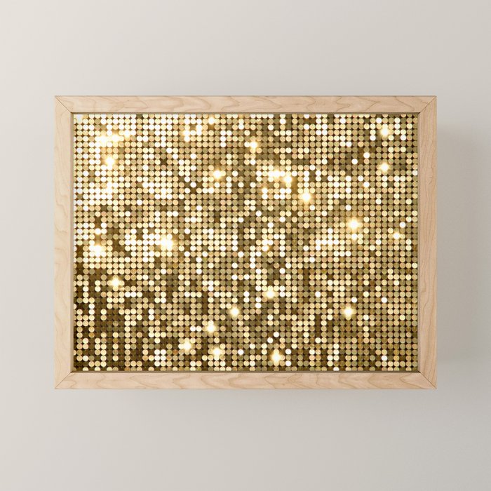 Golden Metallic Glitter Sequins Mini Art Print Gallery Image 1