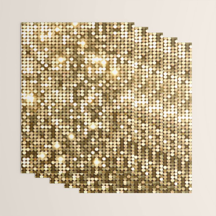 Golden Metallic Glitter Sequins Wrapping Paper Gallery Image 3