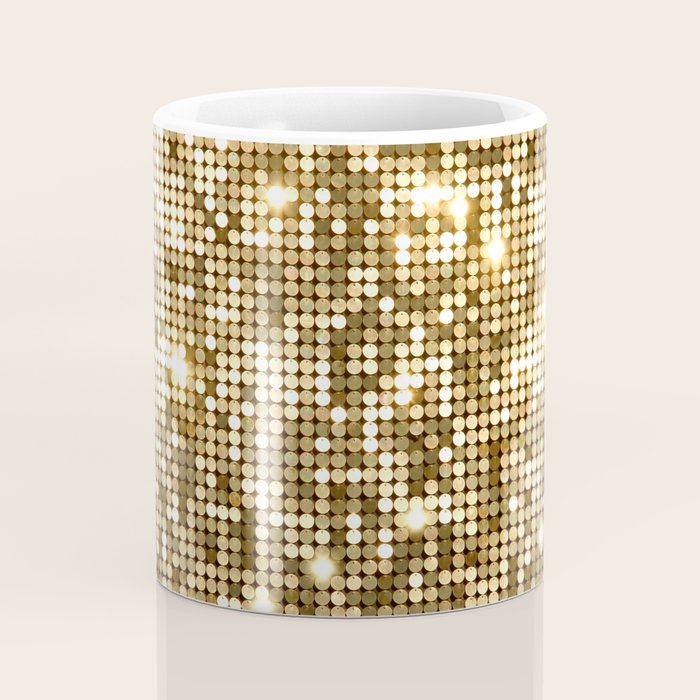 Golden Metallic Glitter Sequins Coffee Mug Gallery Image 4