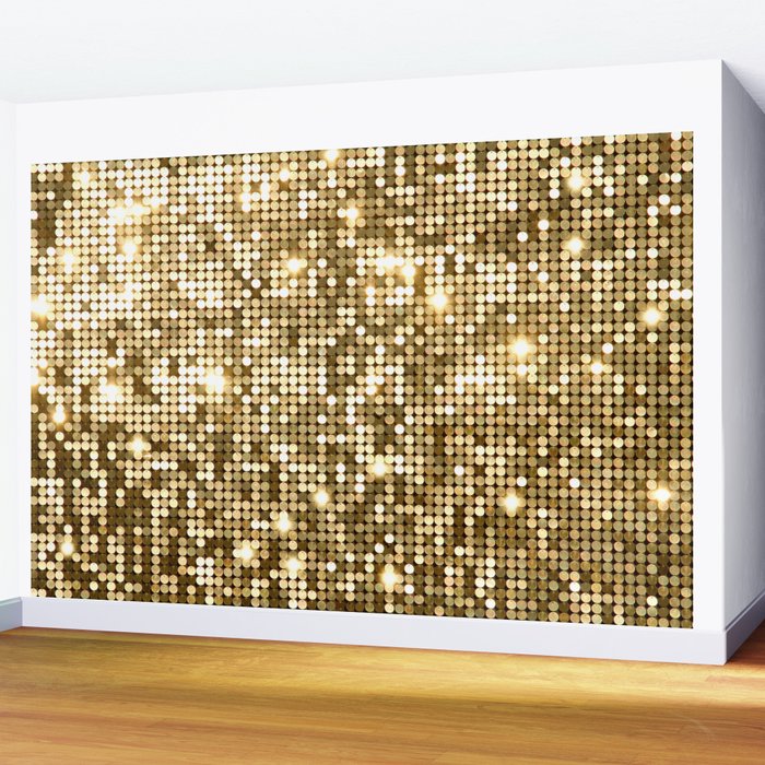 Golden Metallic Glitter Sequins Wall Mural Gallery Image 2