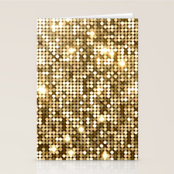 Golden Metallic Glitter Sequins Stationery Card Gallery Image 2