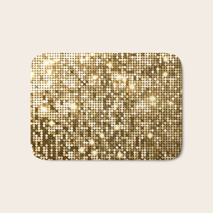 Golden Metallic Glitter Sequins Bath Mat Gallery Image 1