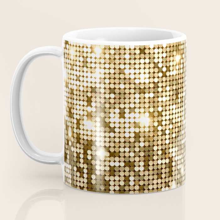 Golden Metallic Glitter Sequins Coffee Mug Gallery Image 3