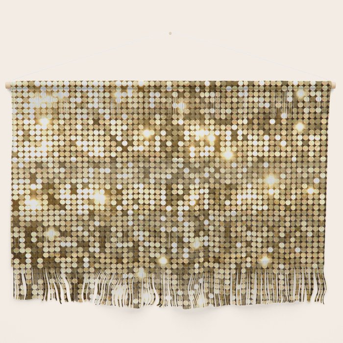 Golden Metallic Glitter Sequins Wall Hanging Gallery Image 1