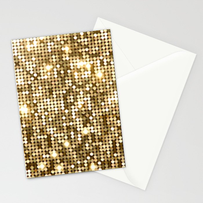 Golden Metallic Glitter Sequins Stationery Card Gallery Image 2