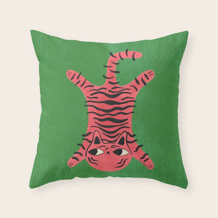 Silly Cat Rug Throw Pillow Gallery Image 6