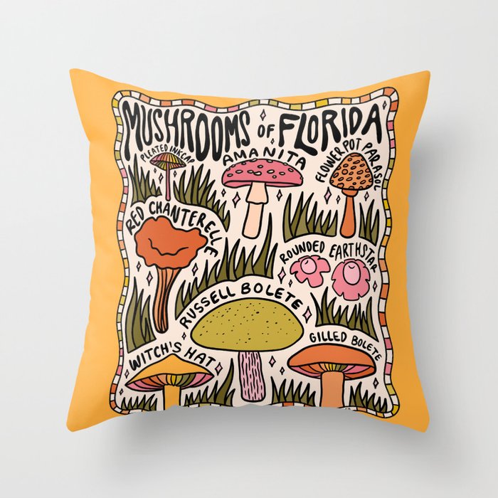 Mushrooms of Florida Throw Pillow Gallery Image 6