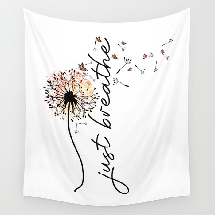 Just Breathe Dandelion Inspirational Wall Tapestry Gallery Image 4