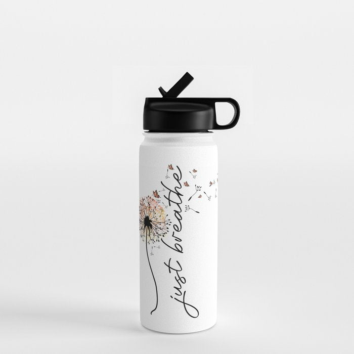 Just Breathe Dandelion Inspirational Water Bottle Gallery Image 1