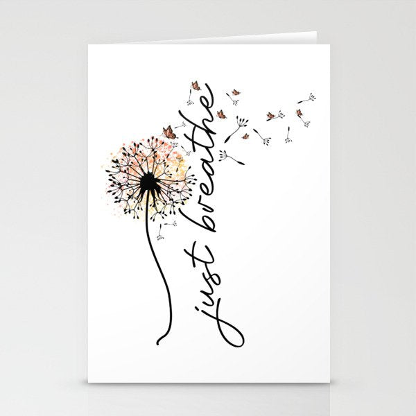 Just Breathe Dandelion Inspirational Stationery Card Gallery Image 1