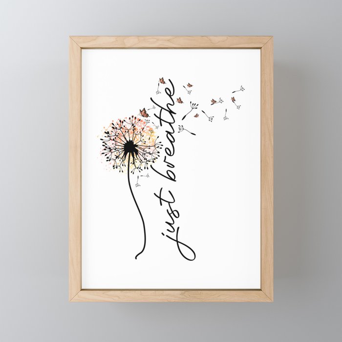 Just Breathe Dandelion Inspirational Mini Art Print Gallery Image 1