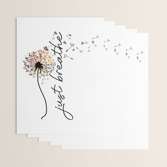 Just Breathe Dandelion Inspirational Wrapping Paper Gallery Image 3