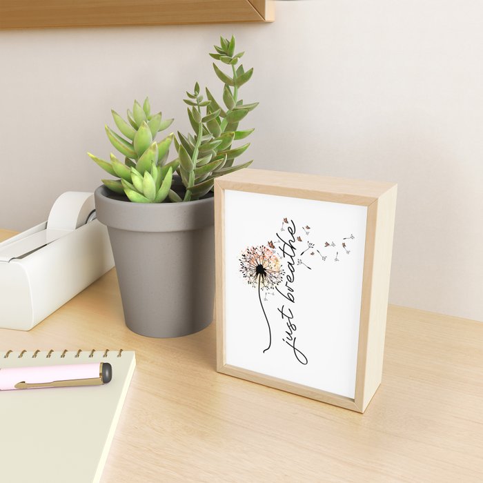 Just Breathe Dandelion Inspirational Mini Art Print Gallery Image 2