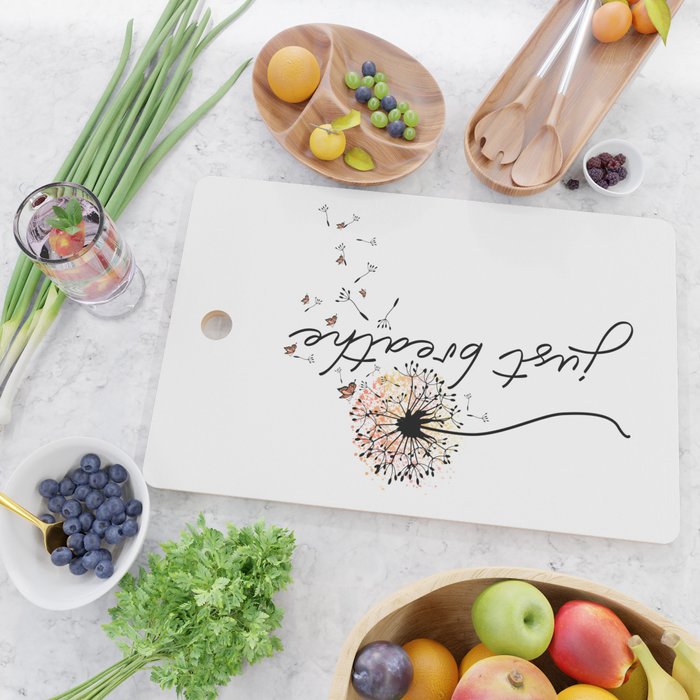 Just Breathe Dandelion Inspirational Cutting Board Gallery Image 2