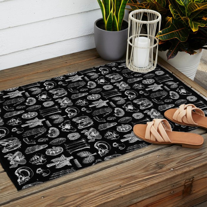 Human Anatomy Black & White Outdoor Rug Gallery Image 2