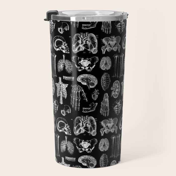 Human Anatomy Black & White Travel Mug Gallery Image 3