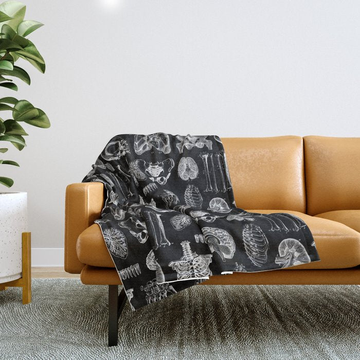 Human Anatomy Black & White Throw Blanket Gallery Image 1
