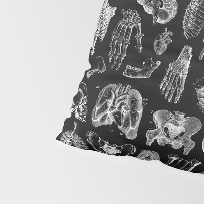 Human Anatomy Black & White Pillow Sham Gallery Image 4