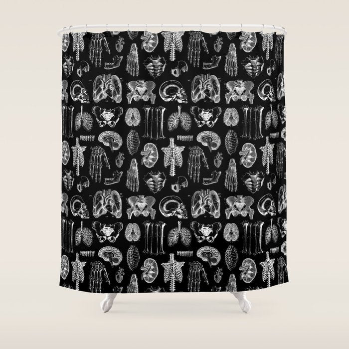 Human Anatomy Black & White Shower Curtain Gallery Image 1