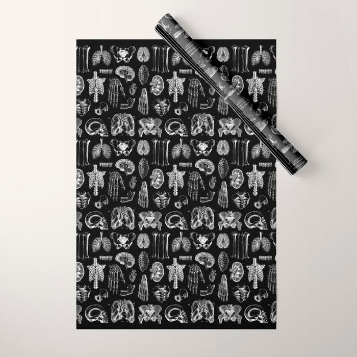Human Anatomy Black & White Wrapping Paper Gallery Image 1