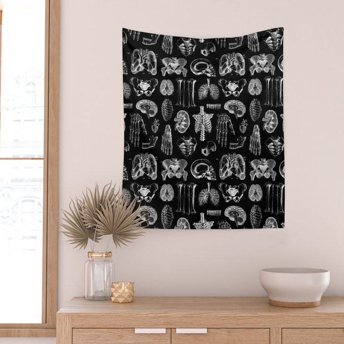 Human Anatomy Black & White Wall Tapestry Gallery Image 2