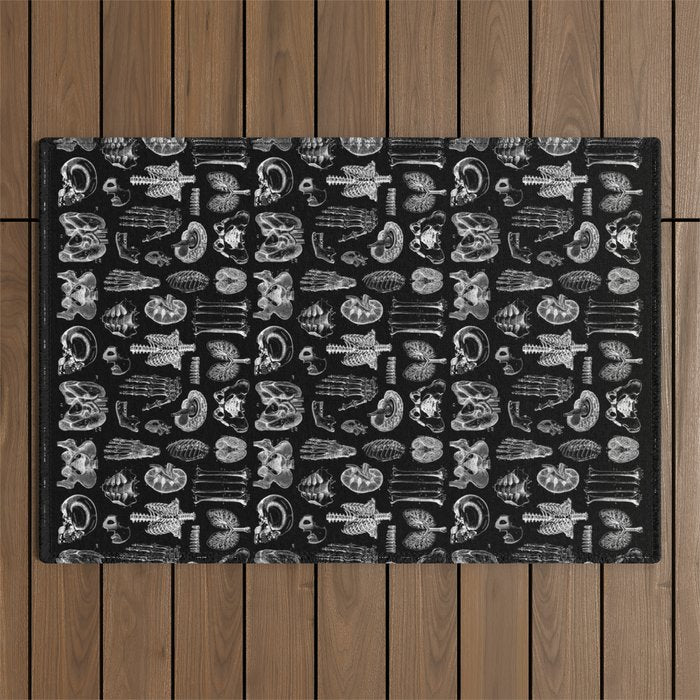 Human Anatomy Black & White Outdoor Rug Gallery Image 1