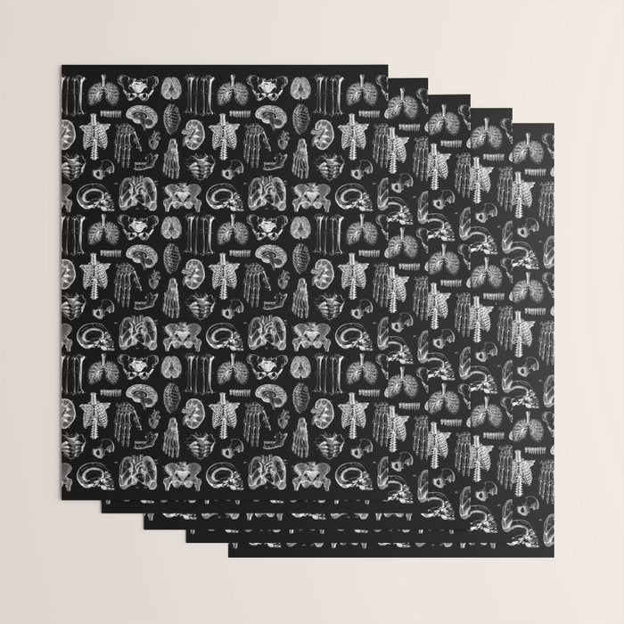 Human Anatomy Black & White Wrapping Paper Gallery Image 3